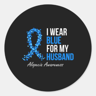 Sticker Rond Alopecia Sensibilisation Je Porte Du Bleu Pour Mon