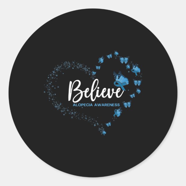 Sticker Rond Alopecia Sensibilisation Papillon Croire (Devant)