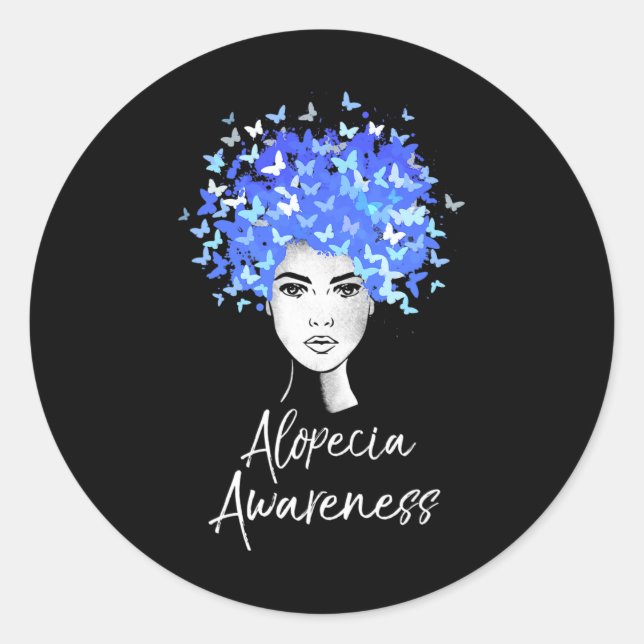 Sticker Rond Alopecia Sensibilisation Papillons Cadeau (Devant)