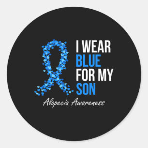 Sticker Rond Alopécie Sensibilisation Je Porte Du Bleu Pour Mon
