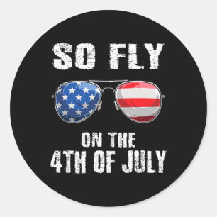 Sticker Rond Alors 4 juillet Drapeau Américain Sungles Garçons