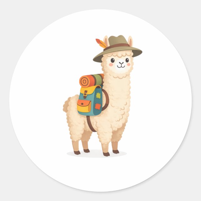 Sticker Rond Alpaca Aventure (Devant)