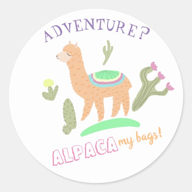 Sticker Rond Alpaca Aventure Mes Sacs (Devant)