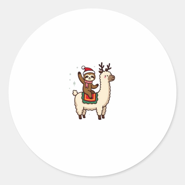 Sticker Rond Alpaca Sloth Christmas (2) (Devant)