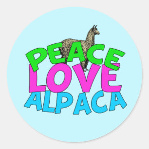Sticker Rond Alpaga d'amour de paix