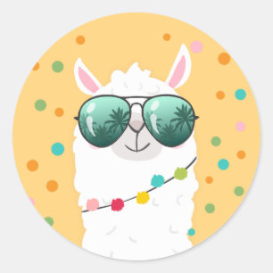 Sticker Rond Alpaga épatant de fiesta de petit gâteau