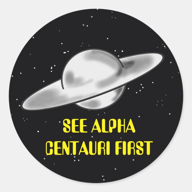 STICKER ROND ALPHA CENTAURI VOL DE SAUCER (Devant)