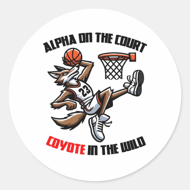 Sticker Rond Alpha sur la cour Coyote dans la nature (Devant)