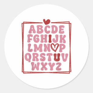 Sticker Rond Alphabet Abc I Love You T Shirt Valentines Day Hea