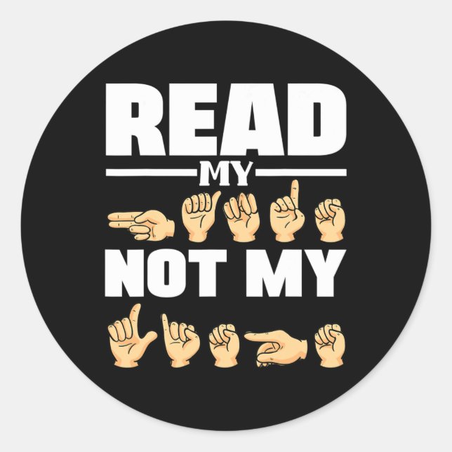 Sticker Rond Alphabet American Sing Language Asl Citation de l' (Devant)