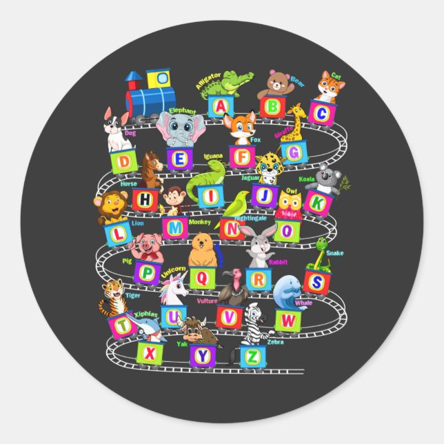 Sticker Rond Alphabet animal (Devant)