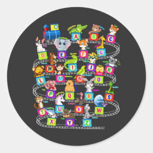 Sticker Rond Alphabet animal