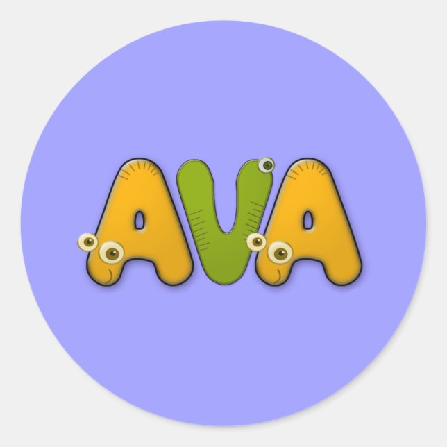 Sticker Rond alphabet animal Ava (Devant)