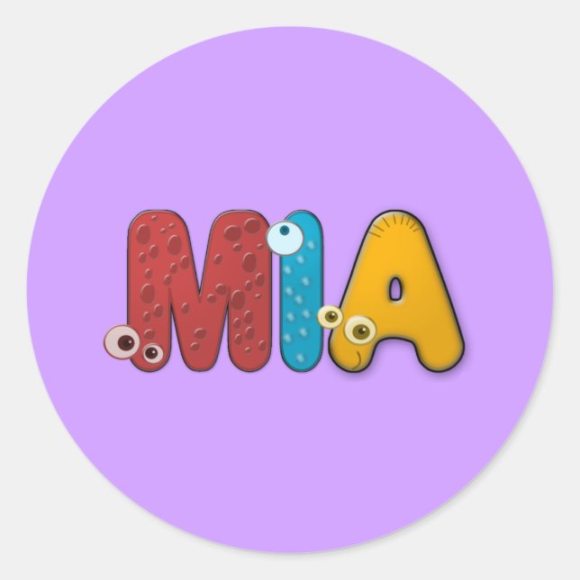 Sticker Rond alphabet animal Mia (Devant)