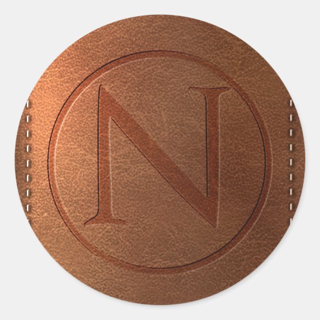 Sticker Rond alphabet cuir lettre N (Devant)