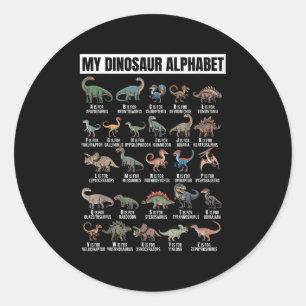 Sticker Rond Alphabet de dinosaure drôle Abc pour les garçons a