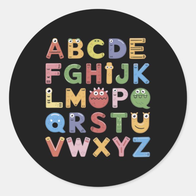 Sticker Rond Alphabet des monstres mignons Abc Costume d'Hallow (Devant)