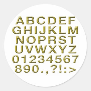 Sticker Rond Alphabet d'or