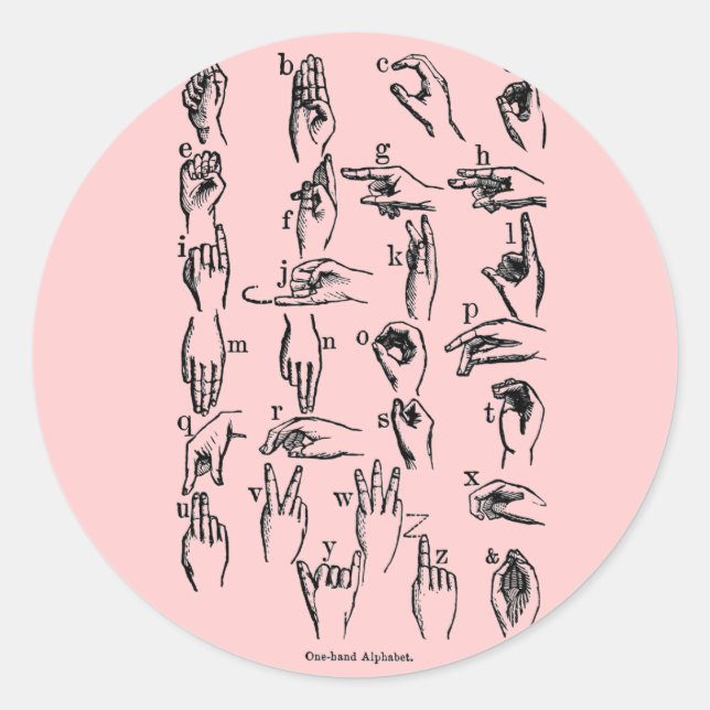 Sticker Rond Alphabet Langue des signes (Devant)
