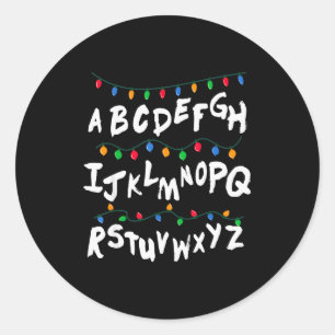 Sticker Rond Alphabet Lumières de Noël T Shirt Étranger Tee Gif