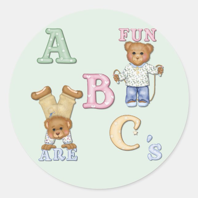 Sticker Rond Alphabet Nounours amusants (Devant)