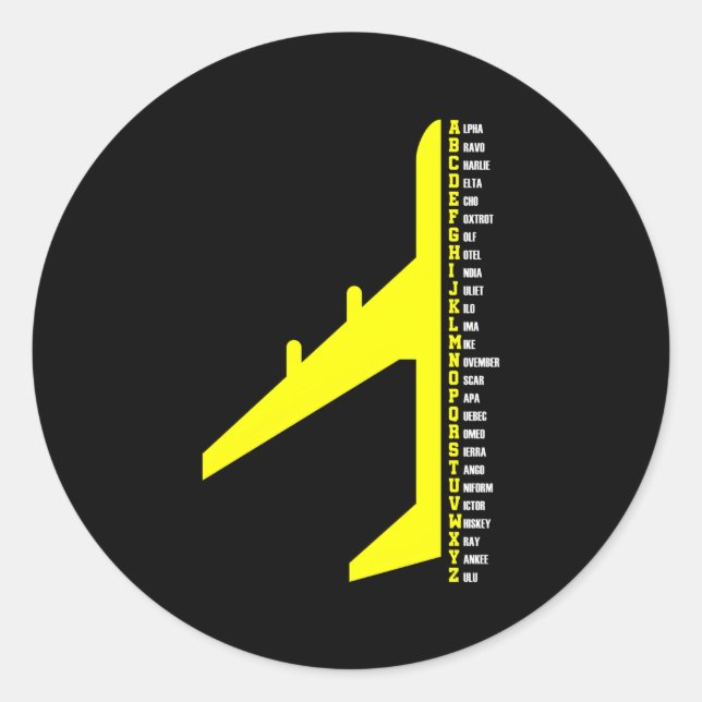 Sticker Rond Alphabet phonétique Pilote Avion Avion Avion (Devant)