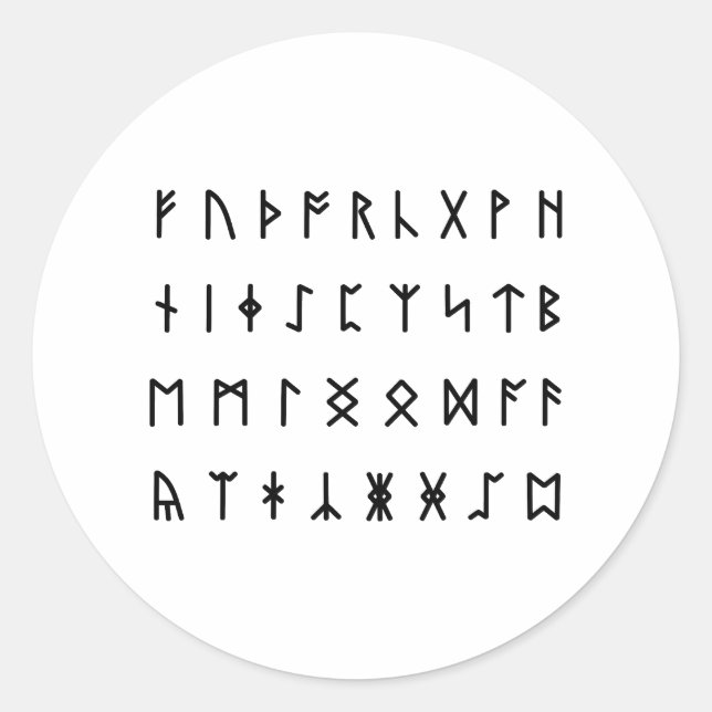 Sticker Rond Alphabet Runique [Futhorc] (Devant)