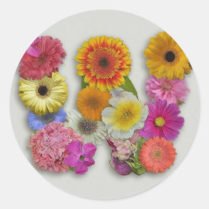 Sticker Rond Alphabet W en fleurs