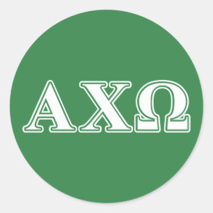 Sticker Rond Alphi Chi Omega lettres blanche et verte
