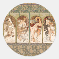 Alphonse Mucha Quatre Saisons Panneau Art nouveau 