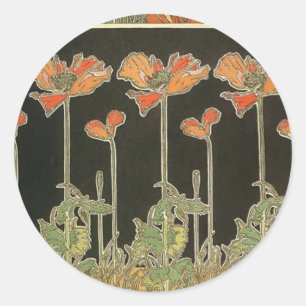 Sticker Rond Alphonse Mucha Vintage Populaire Populaire Art Nou