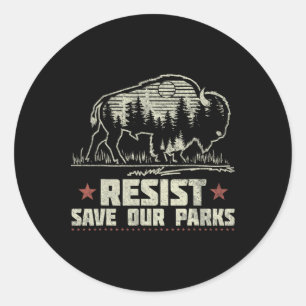Sticker Rond Alt Us National Park Résiste Service Bison Buffalo