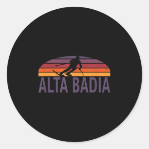 Sticker Rond Alta Badia Dolomites Italie Station de ski Snowboa