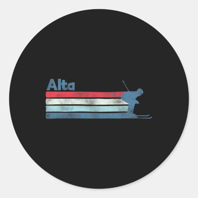 Sticker Rond Alta Utah Retro Ski (Devant)