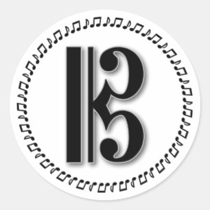 Sticker Rond Alto ou Tenor Clef Music Note Design C Clef
