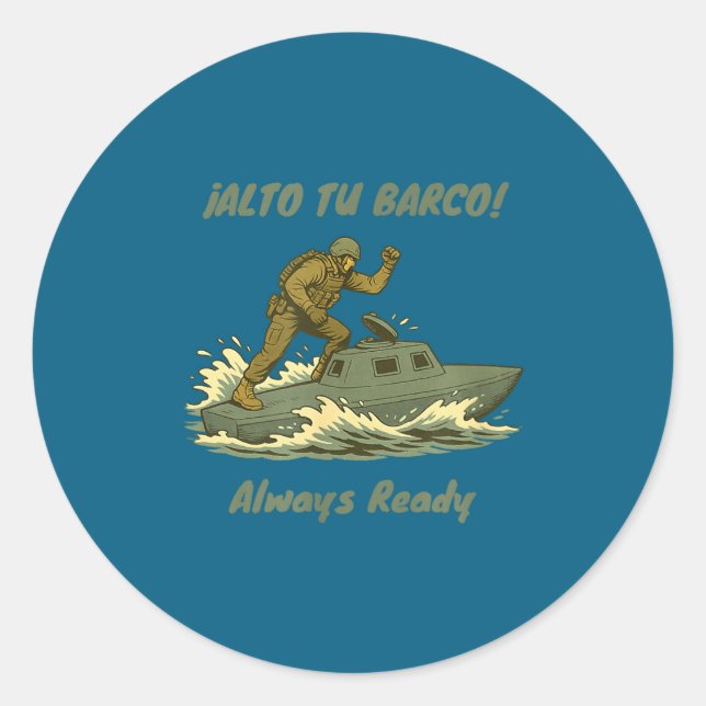 Sticker Rond Alto Tu Barco! Coast Guard Novelty Gift  (Devant)
