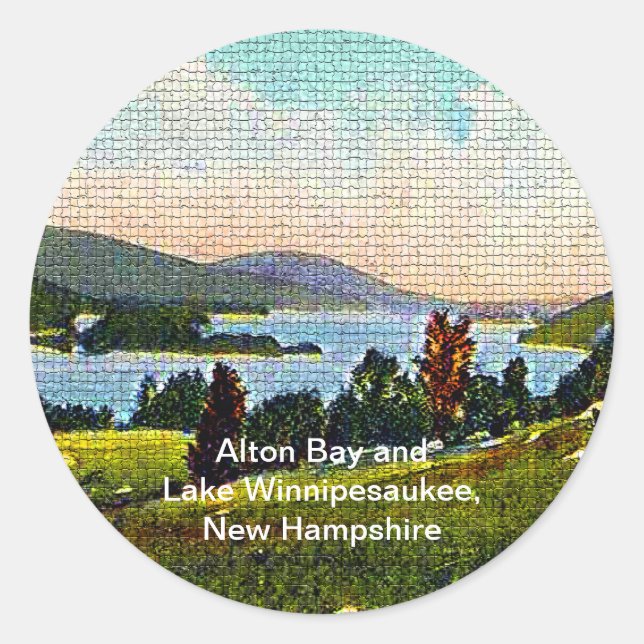 Sticker Rond Alton Bay et Lake Winnipesaukee, New Hampshire (Devant)