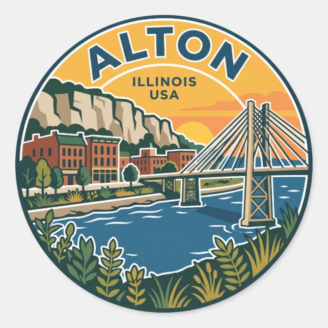 Sticker Rond Alton Illinois États-Unis (Devant)