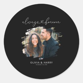 Sticker Rond Always And Forever Couple Photo