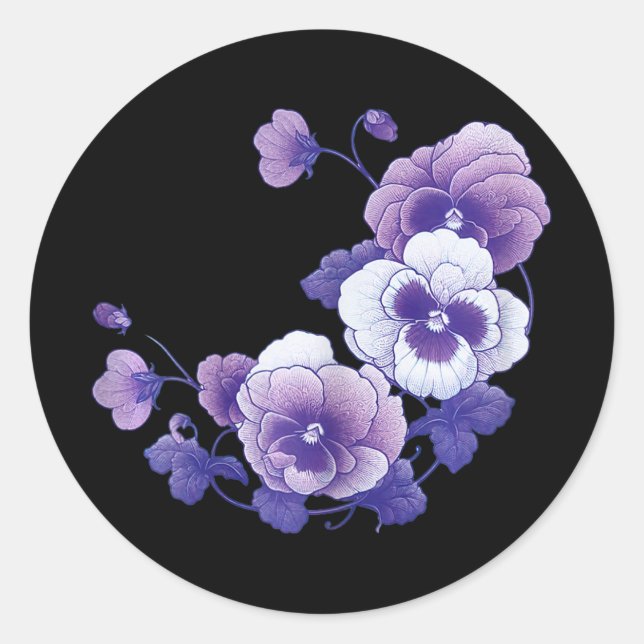 Sticker Rond Alzheimer Panseuse florale pourpre Alzheimer et 39 (Devant)