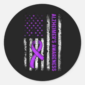 Sticker Rond Alzheimer's awareness fight american usa flag