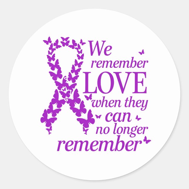 Sticker Rond Alzheimer's Disease Awareness Purple Ribbon (Devant)
