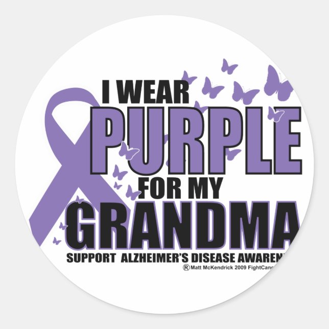 Sticker Rond Alzheimers Purple Pour GRANDMA (Devant)
