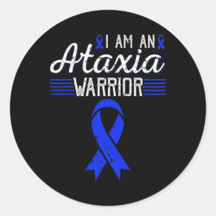 Sticker Rond Am An Ataxia Warrier Blue Ribbon Sensibilisation