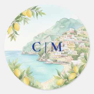 Sticker Rond Amalfi Coast Amore Italie Mariage