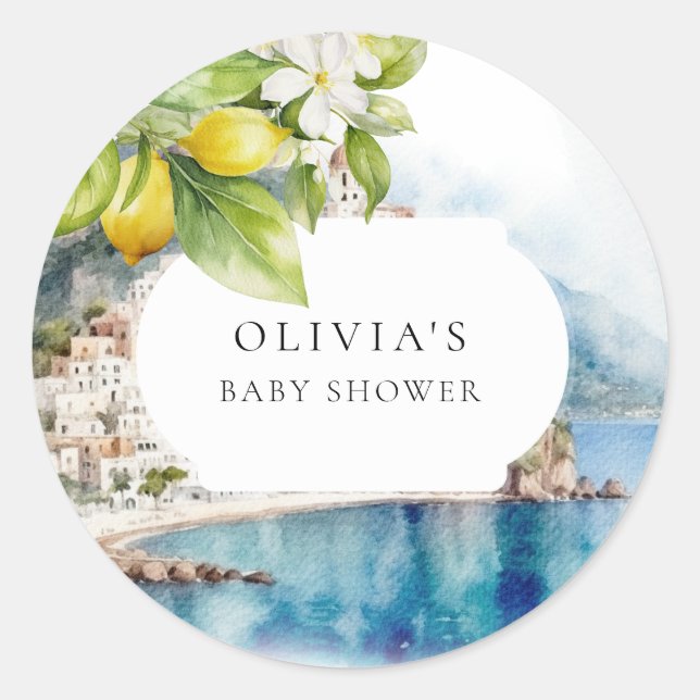 Sticker Rond Amalfi Coast Italian Lemon Mediterranean Party (Devant)