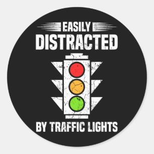 Sticker Rond Amant De Feu De Trafic Facilement Distrait Par Le