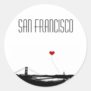 Sticker Rond Amant de golden gate bridge San Francisco