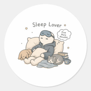 Sticker Rond Amant du sommeil cinq minutes de plus Mème drôle d