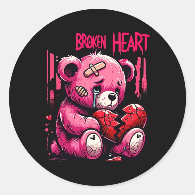 Sticker Rond Amant Perdant Goutte Blessure Cœur Brisé Douleur O (Devant)